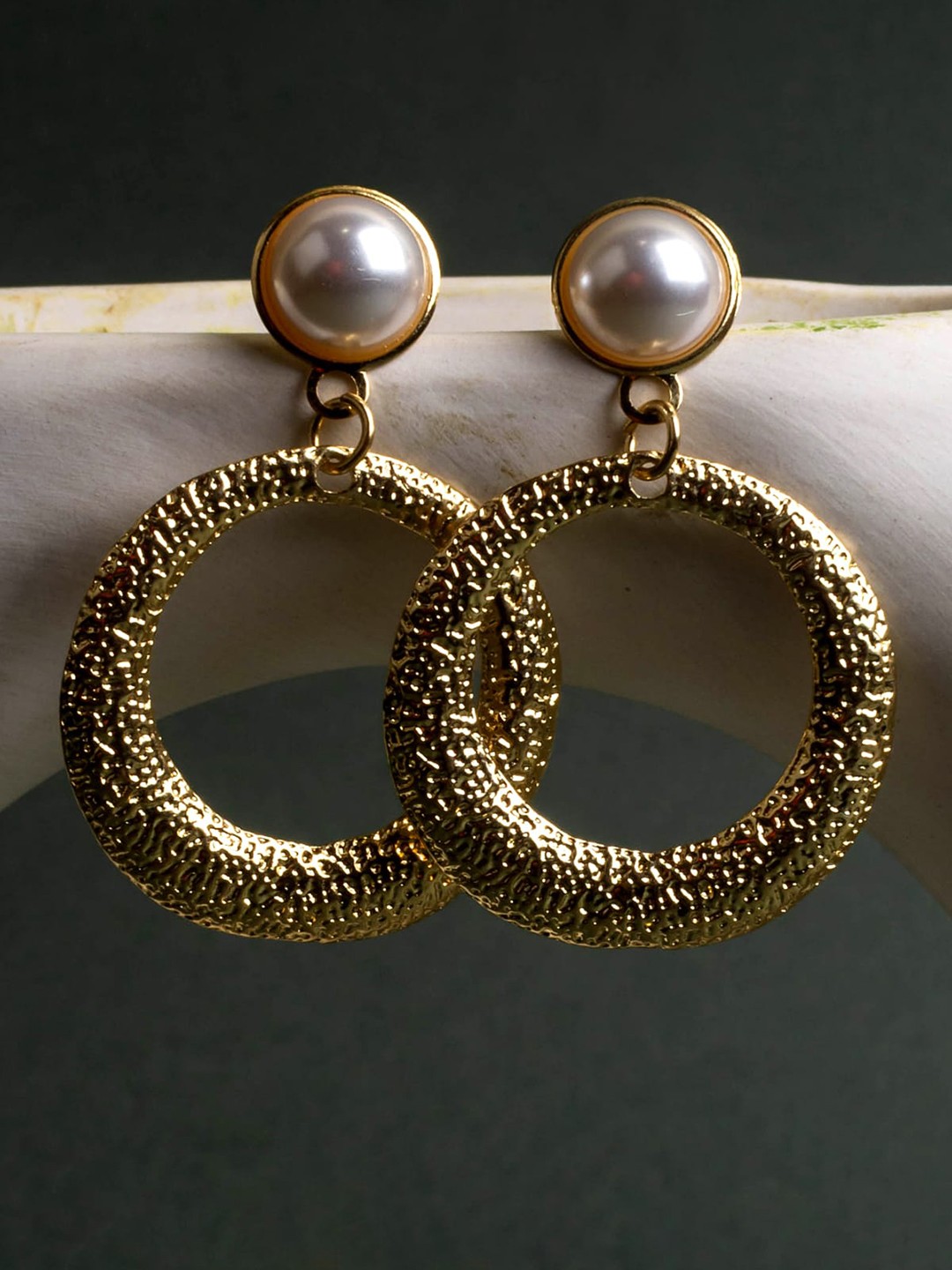

Jewelz Gold-Plated Circular Beaded Drop Earrings
