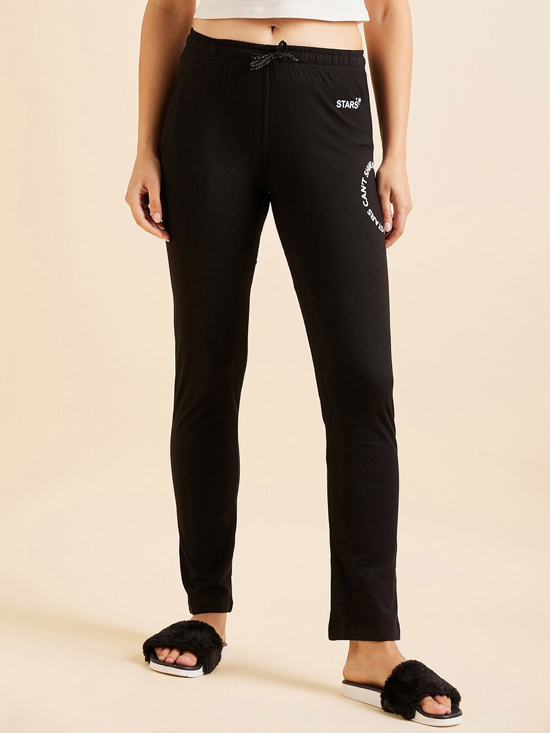 

Sweet Dreams Women Black Relaxed Straight-Leg Lounge Pants