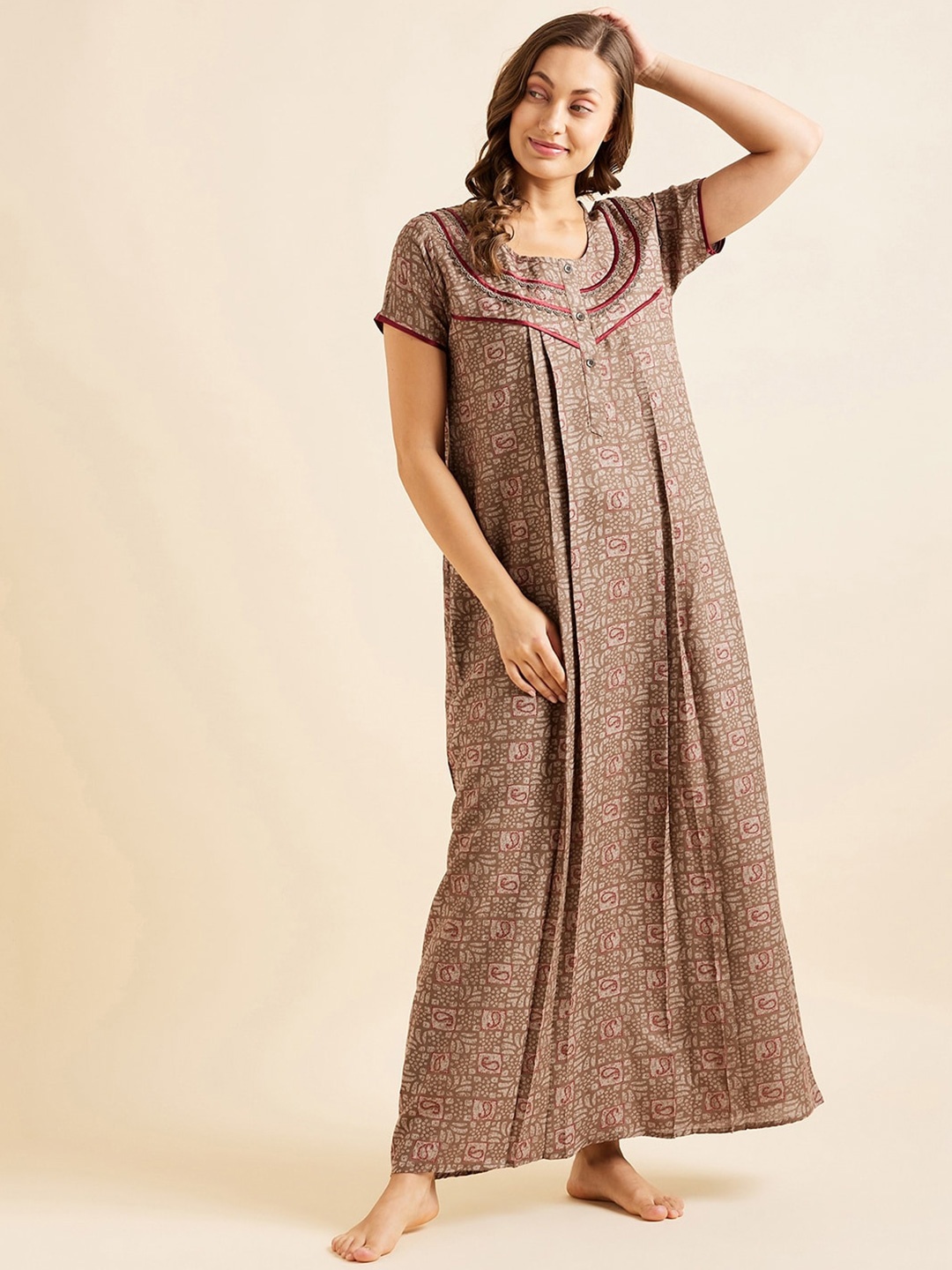 

Sweet Dreams Printed Maxi Nightdress, Khaki