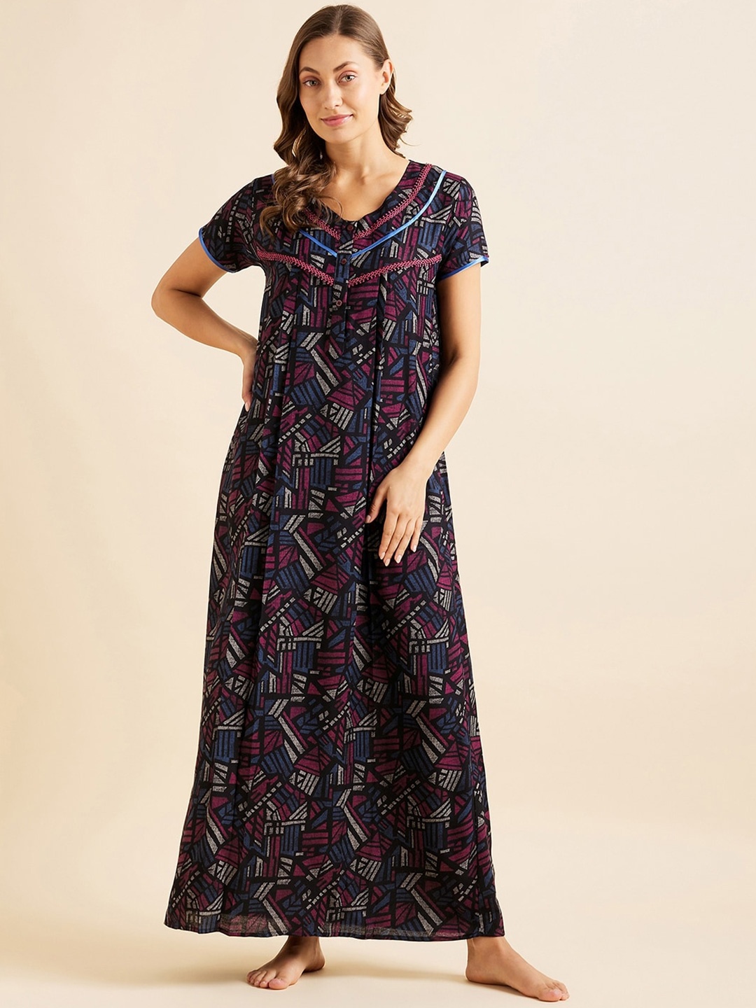 

Sweet Dreams Printed Maxi Nightdress, Black