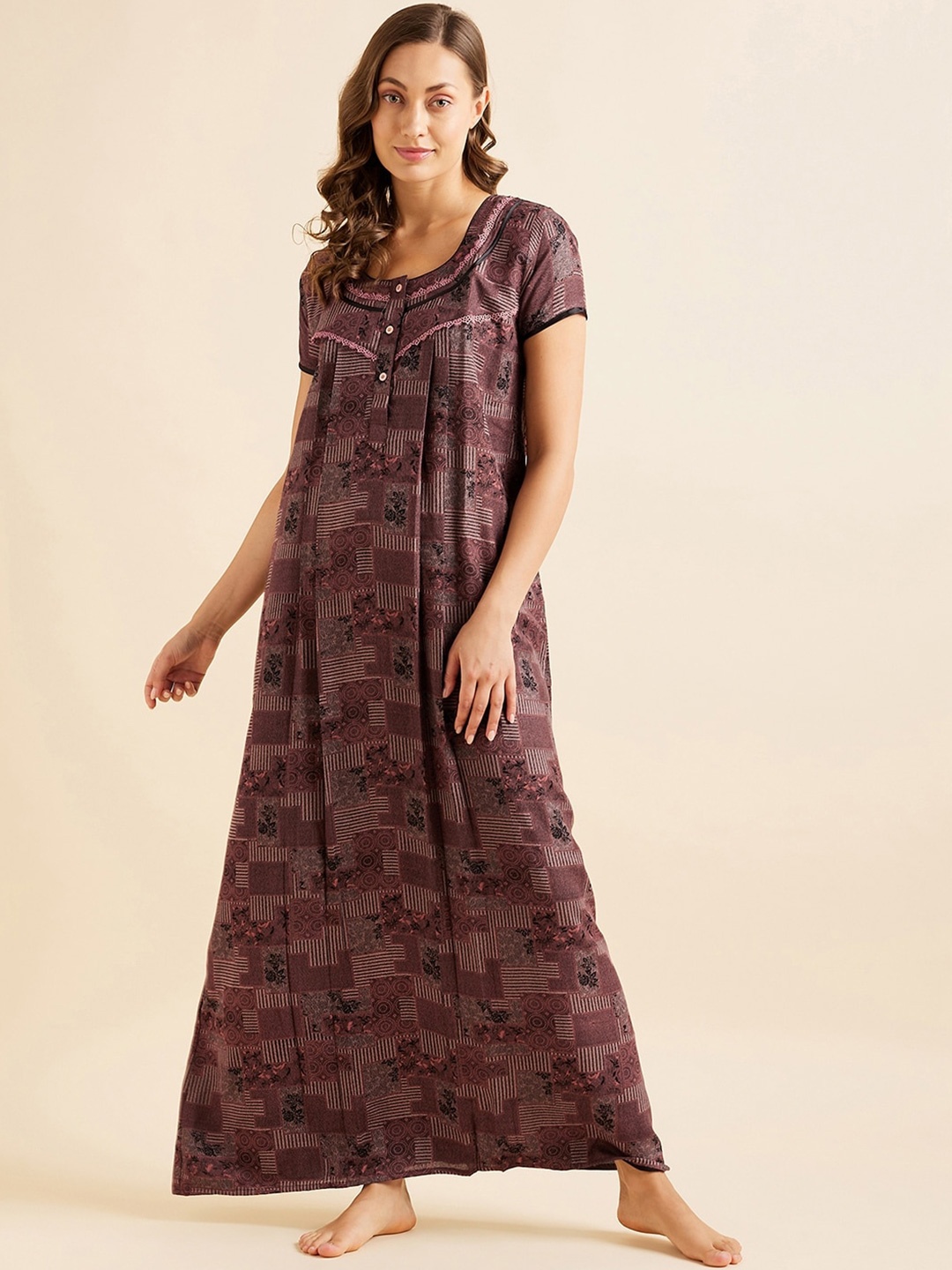 

Sweet Dreams Printed Maxi Nightdress, Brown