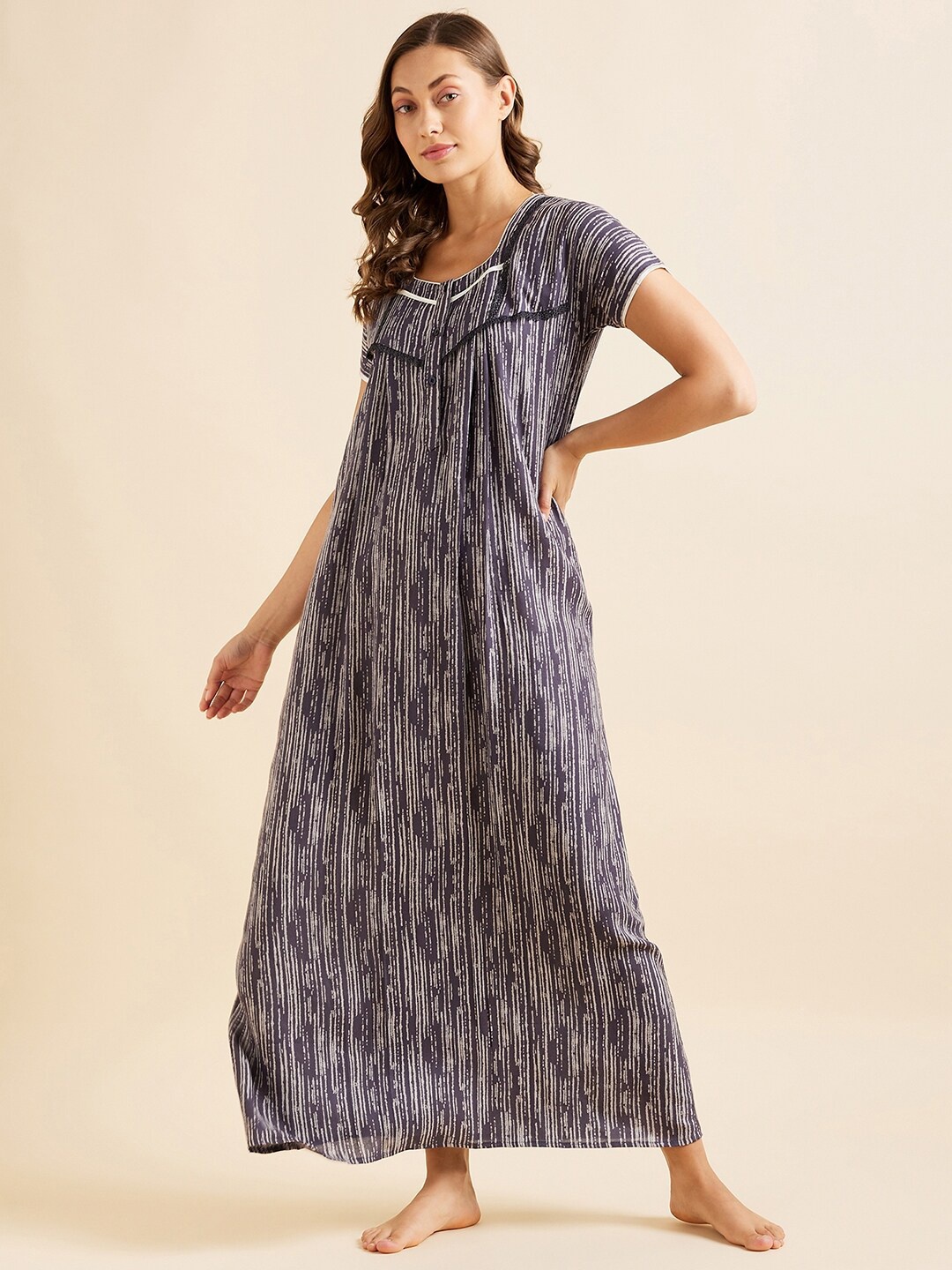 

Sweet Dreams Grey Abstract Printed Maxi Nightdress