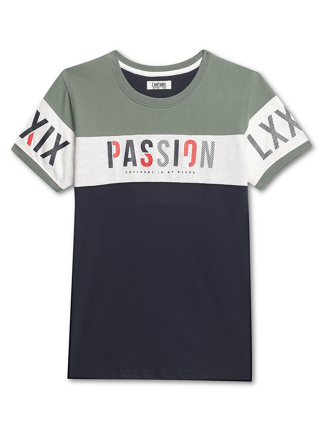 Cantabil Boys Typography Printed Cotton T-shirt, Green