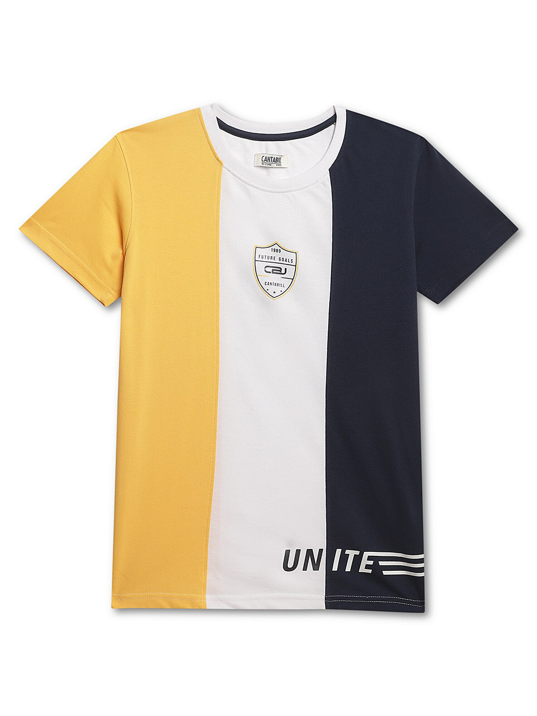 

Cantabil Boys Colourblocked Cotton T-shirt, Yellow