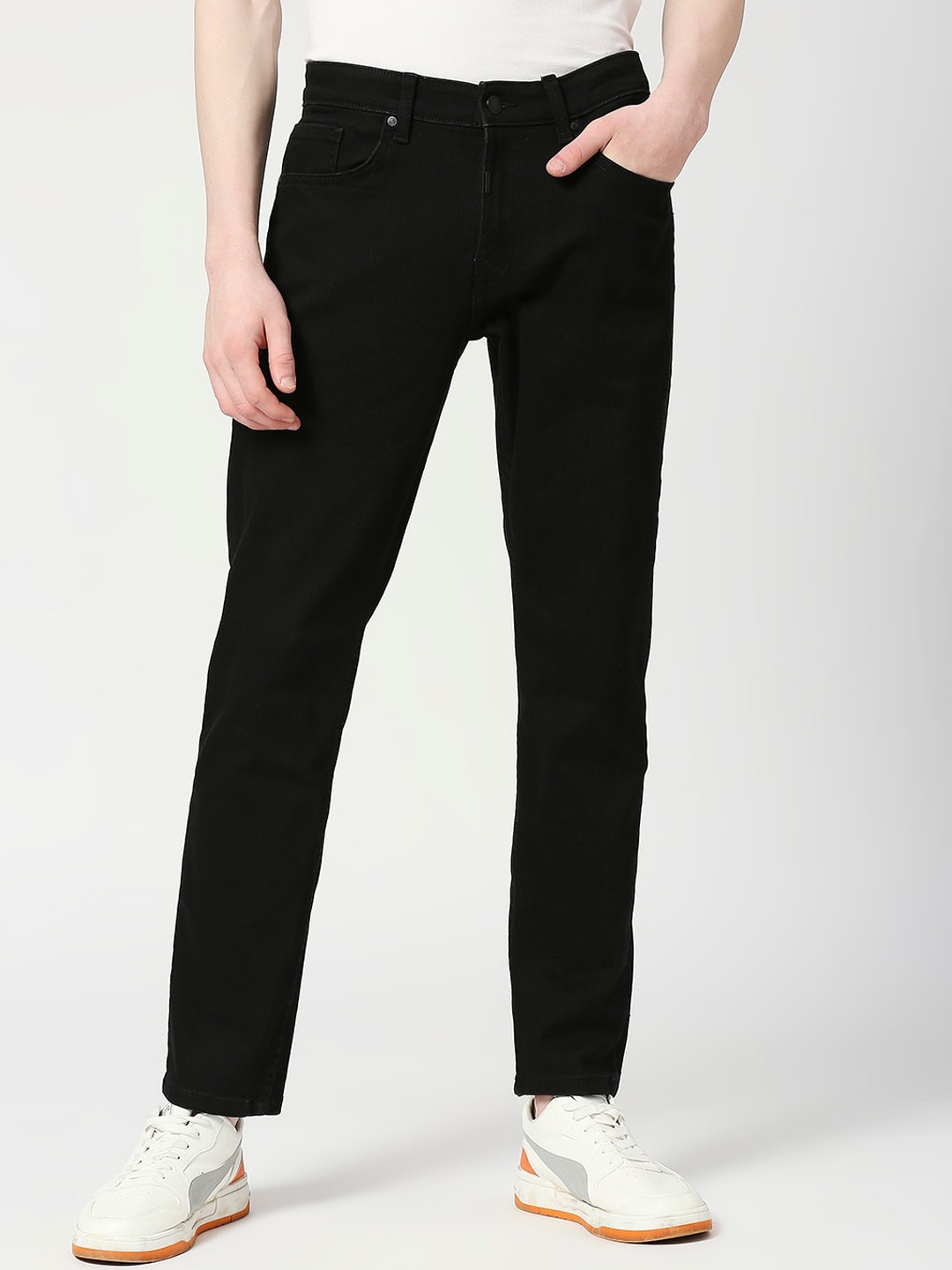 

LOVEGEN Men Mid Rise Clean Look Skinny Fit Stretchable Jeans, Black