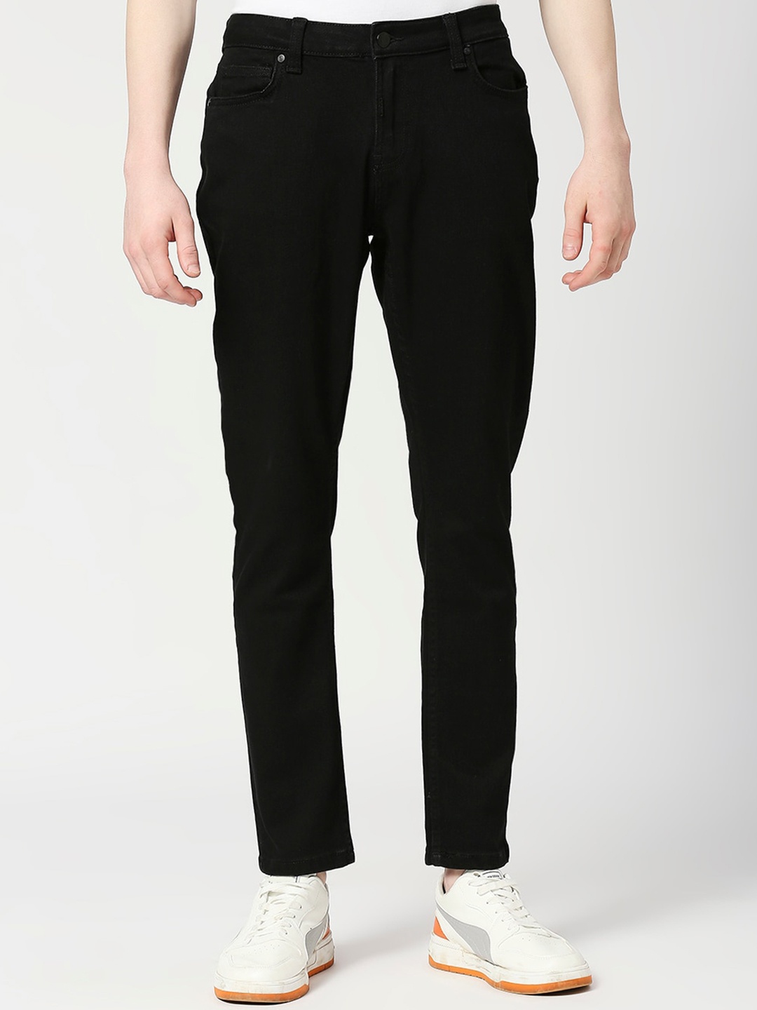 

LOVEGEN Men Comfort Slim Fit Mid-Rise Stretchable Jeans, Black