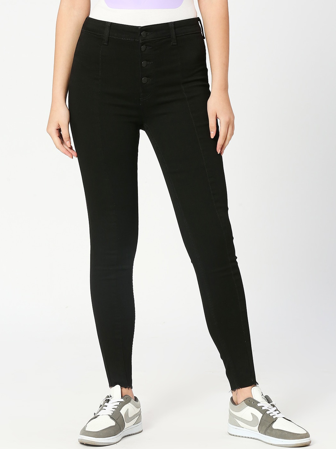 

LOVEGEN Women High-Rise Clean Look Skinny Fit Stretchable Jeans, Black