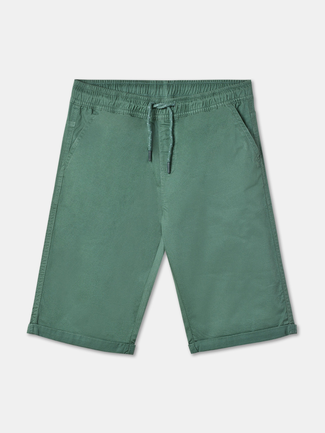 

R&B Boys Mid-Rise Cotton Shorts, Green