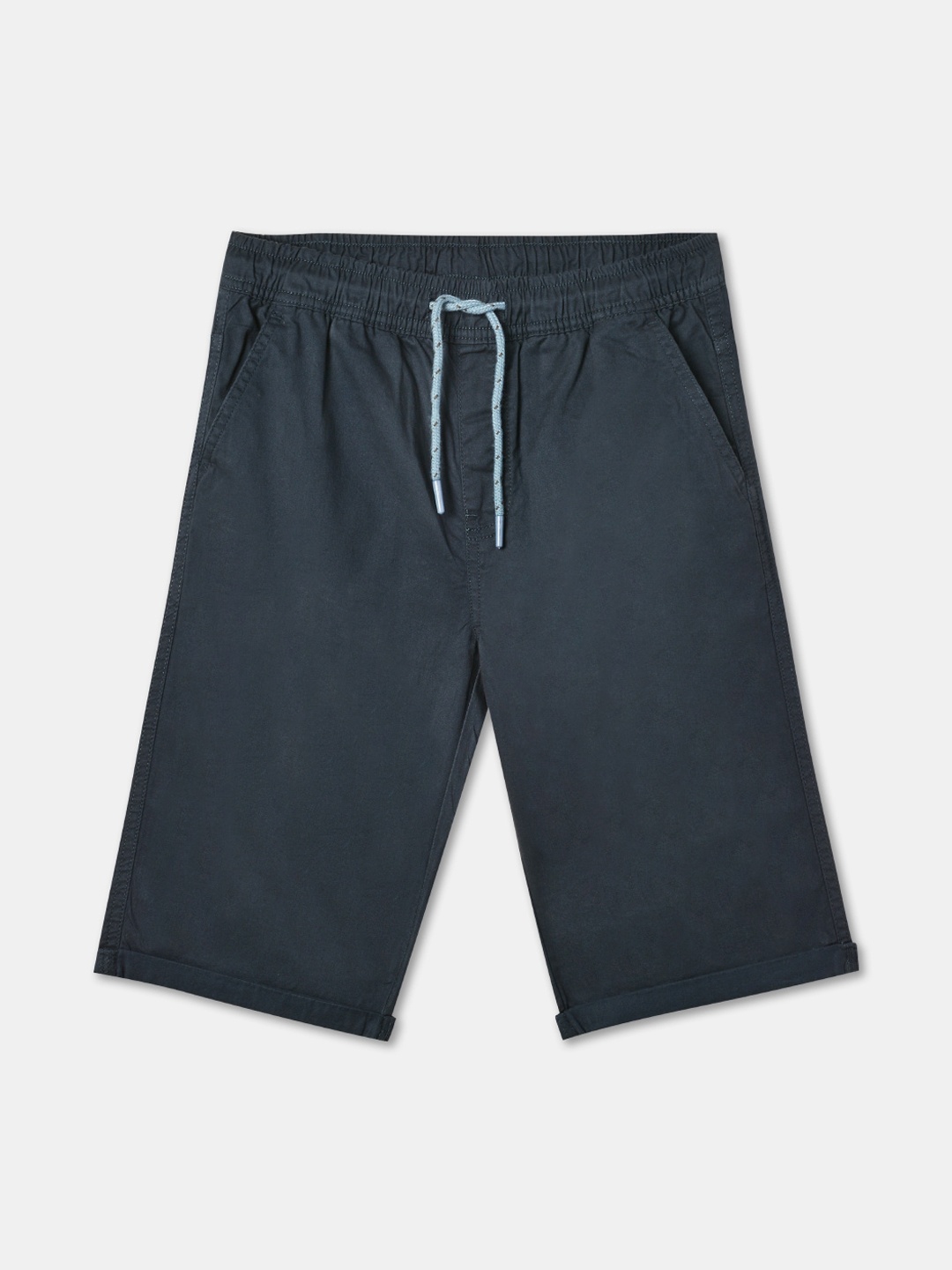 

R&B Boys Mid-Rise Cotton Shorts, Navy blue