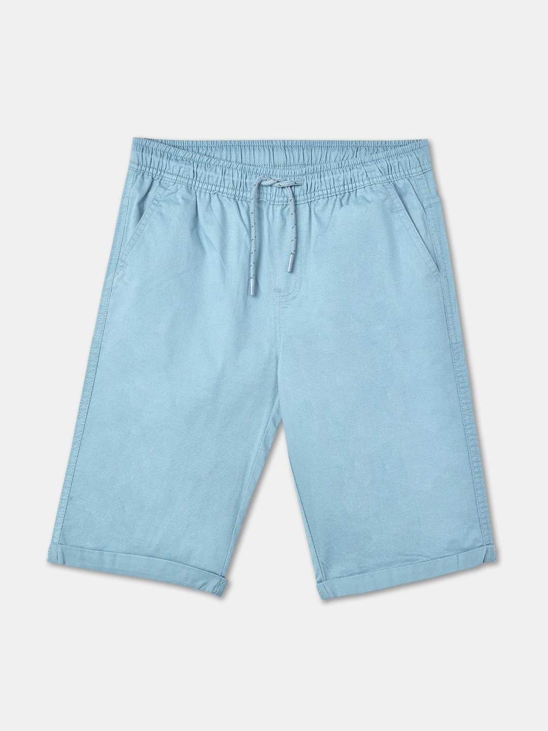 

R&B Boys Mid-Rise Cotton Shorts, Blue