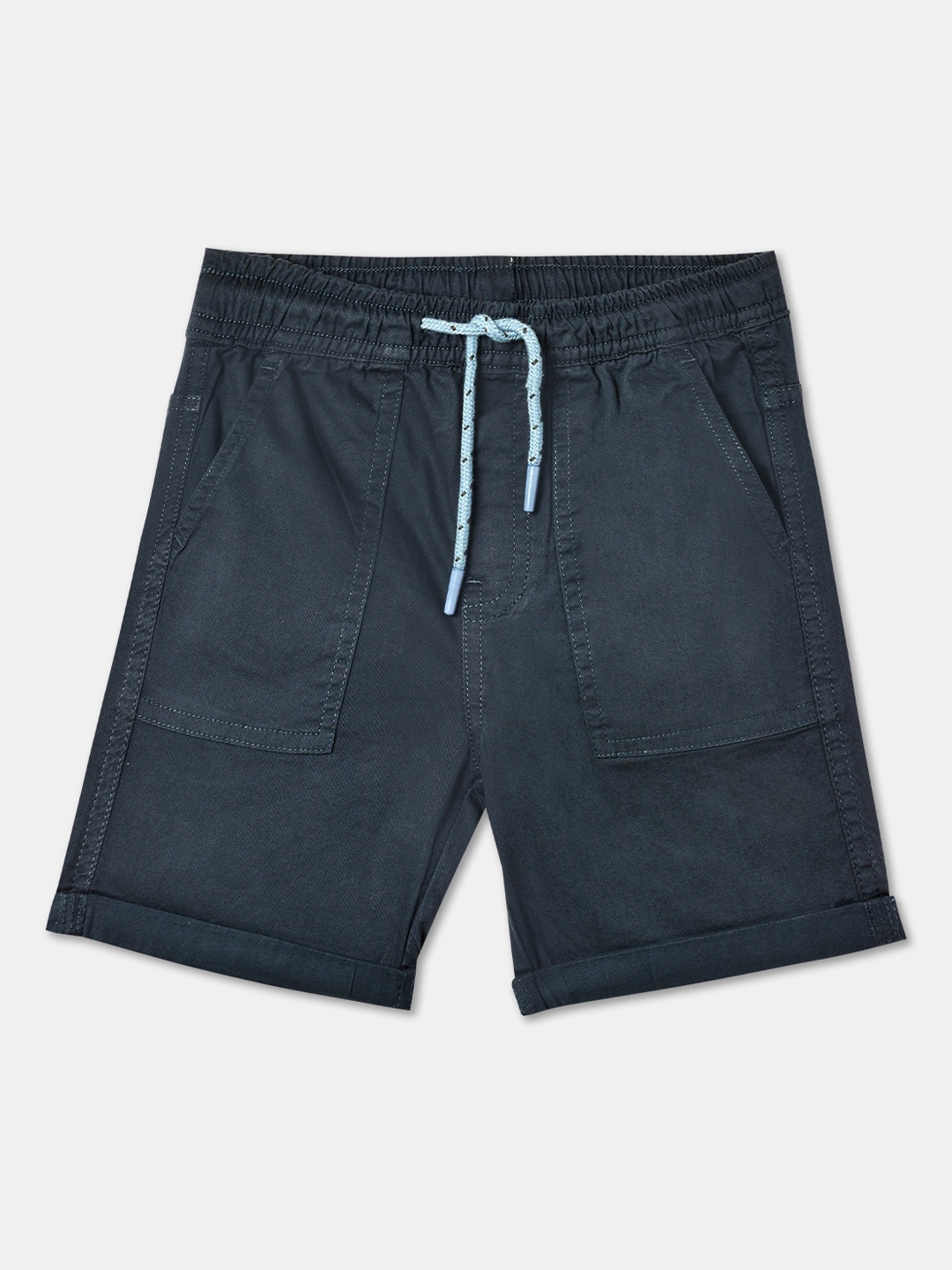 

R&B Boys Mid-Rise Cotton Shorts, Navy blue