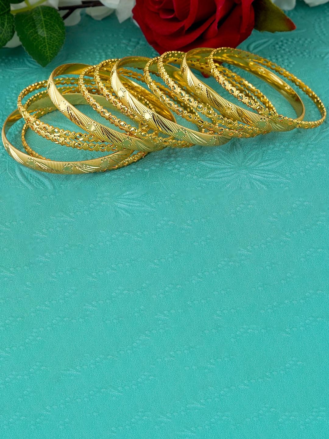 

MANSIYAORANGE Set of 6 Gold-Plated Bangles