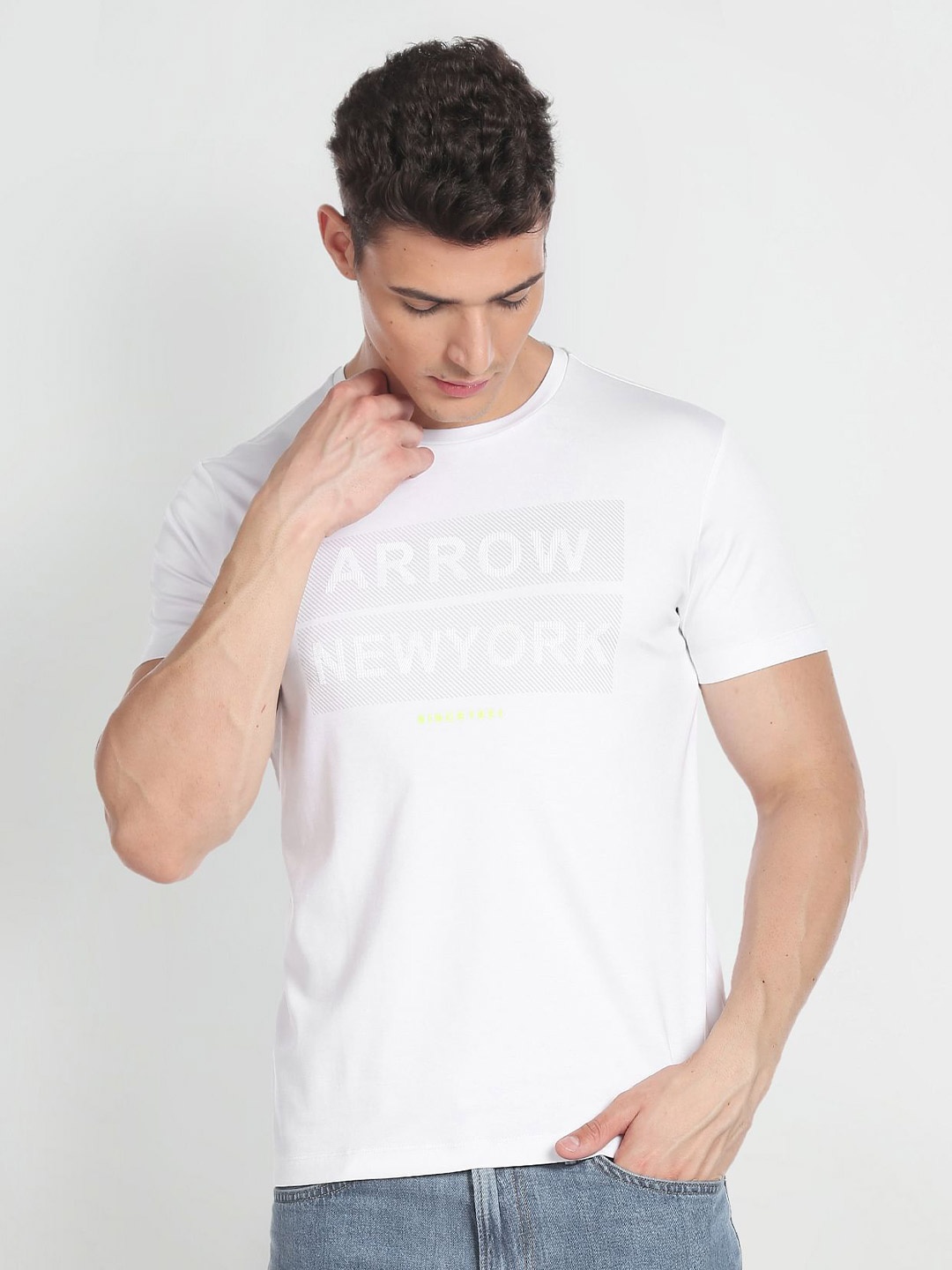 

Arrow New York Typography Printed Cotton T-Shirt, White