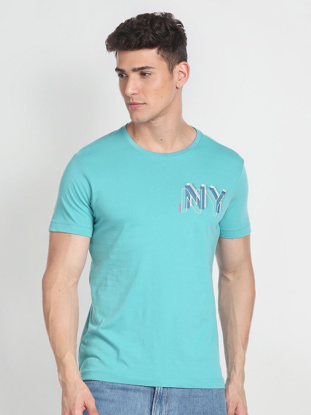 

Arrow New York Typography Printed Cotton T-Shirt, Blue