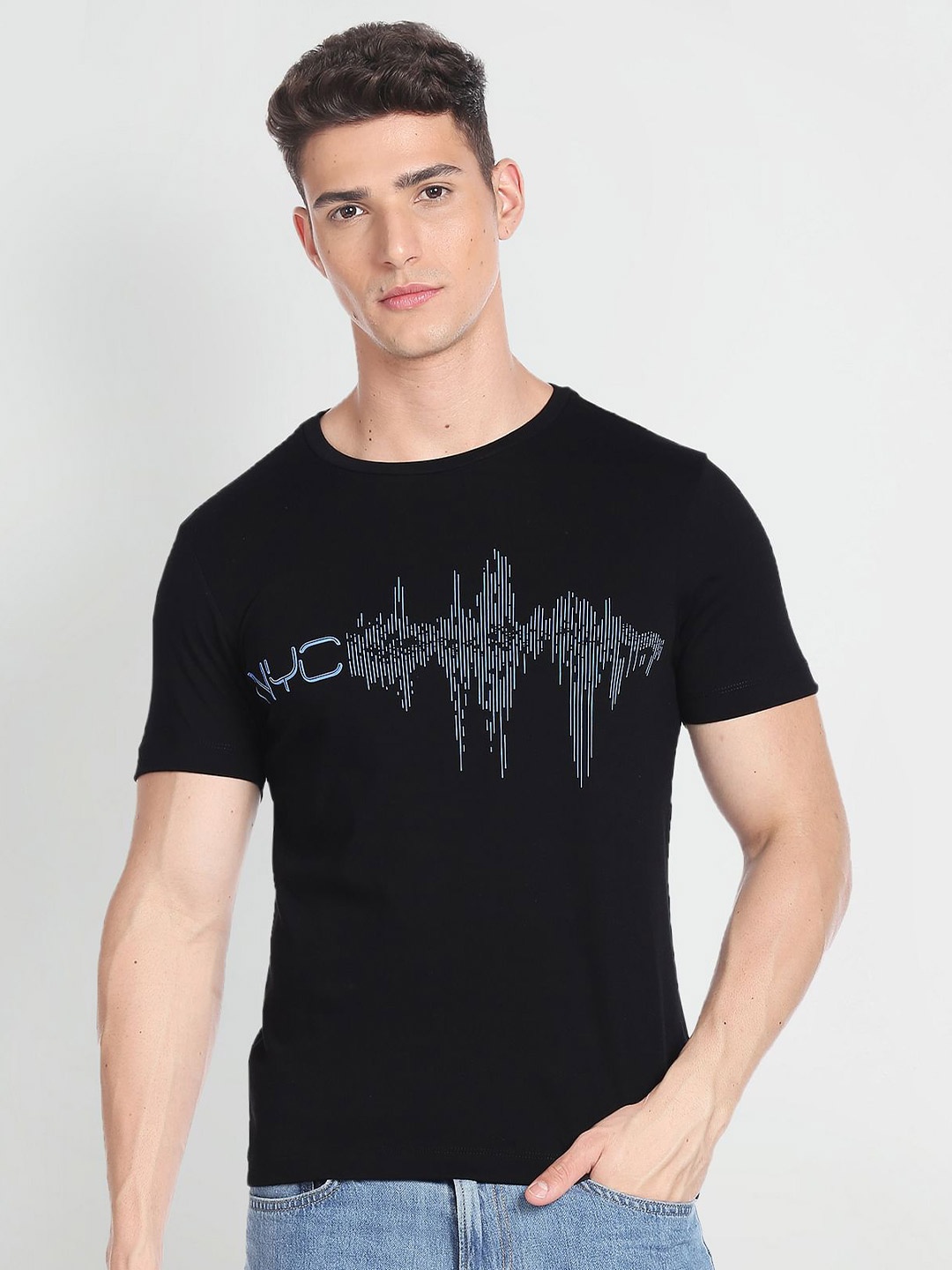 

Arrow New York Graphic Printed Cotton T-Shirt, Black