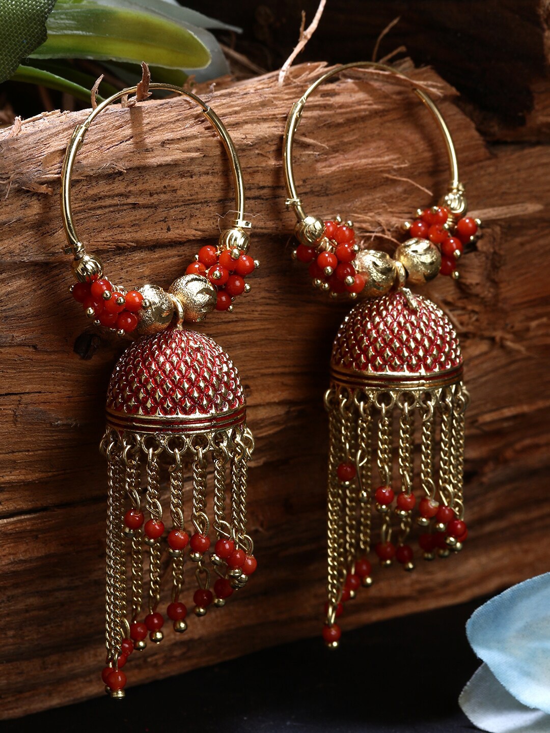 

ANIKAS CREATION Gold-Plated Dome Shaped Jhumkas