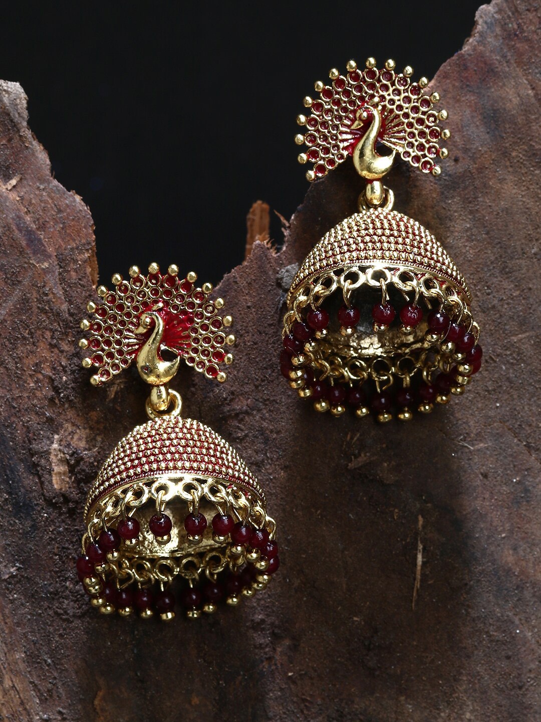 

ANIKAS CREATION Gold-Plated Contemporary Jhumkas Earrings