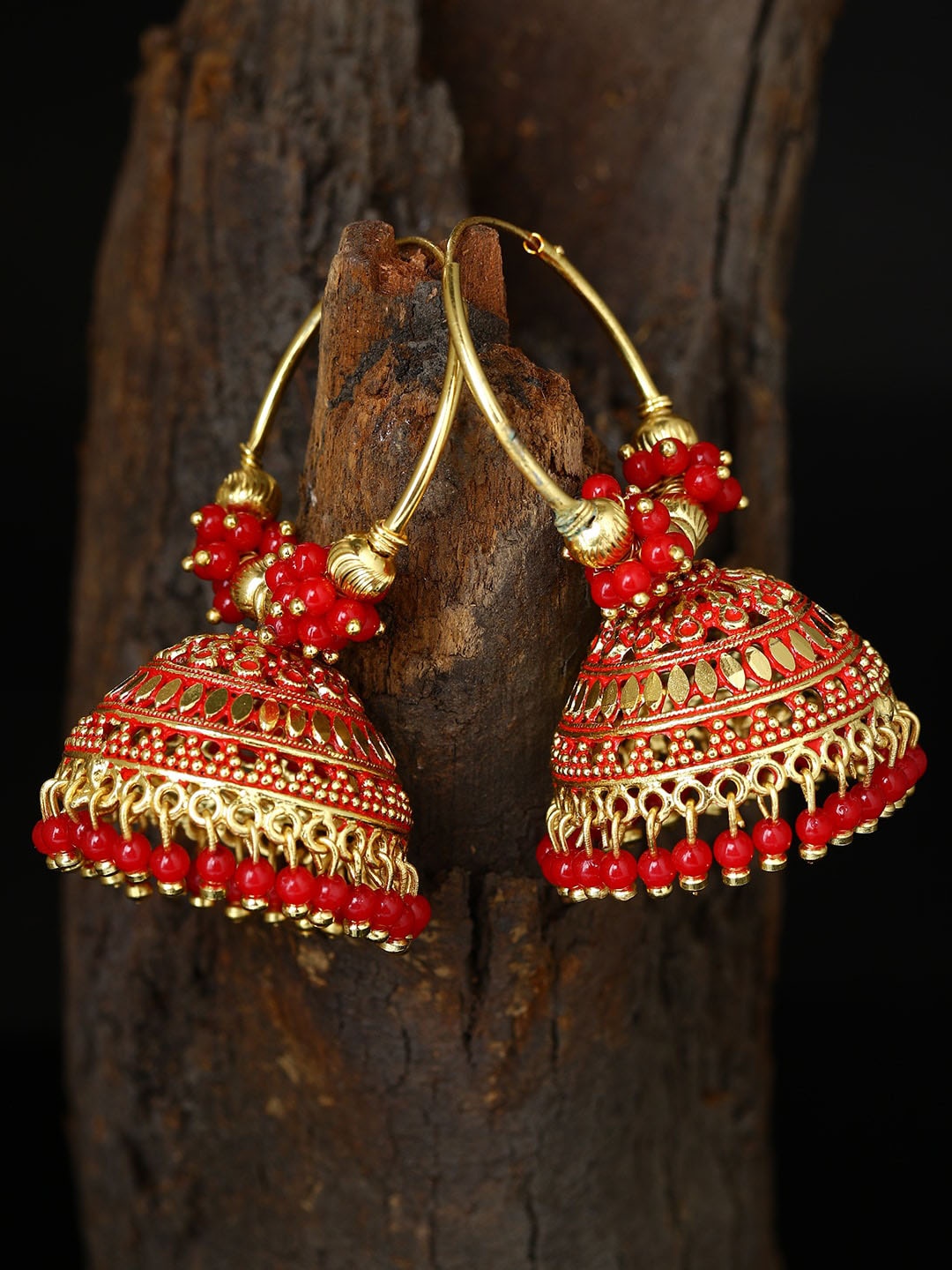 

ANIKAS CREATION Gold-Plated Dome Shaped Jhumkas