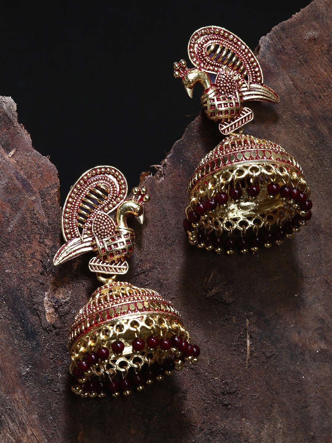 

ANIKAS CREATION Gold-Plated Contemporary Jhumkas Earrings
