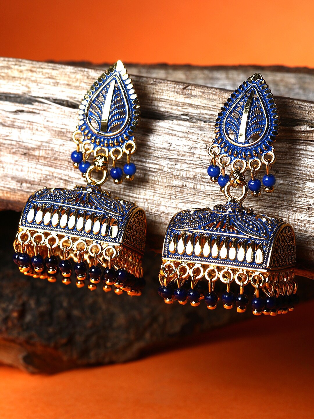 

ANIKAS CREATION Gold Plated Enamelled Contemporary Jhumkas Earrings