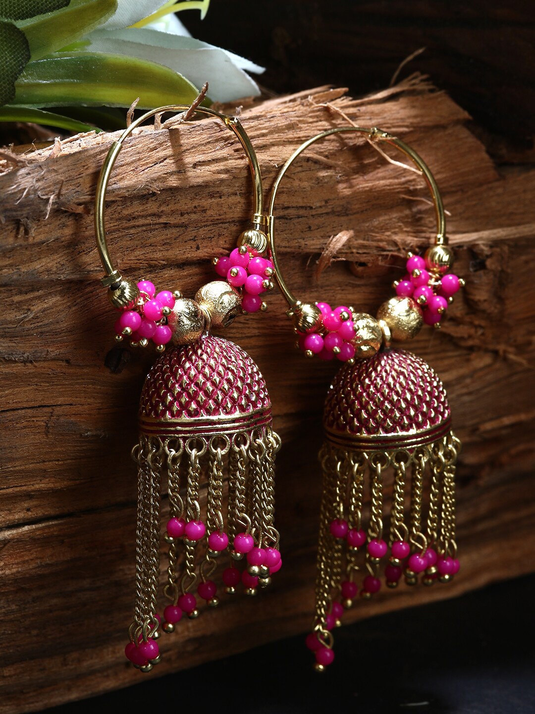 

ANIKAS CREATION Gold Plated Dome Shaped Jhumkas Earrings