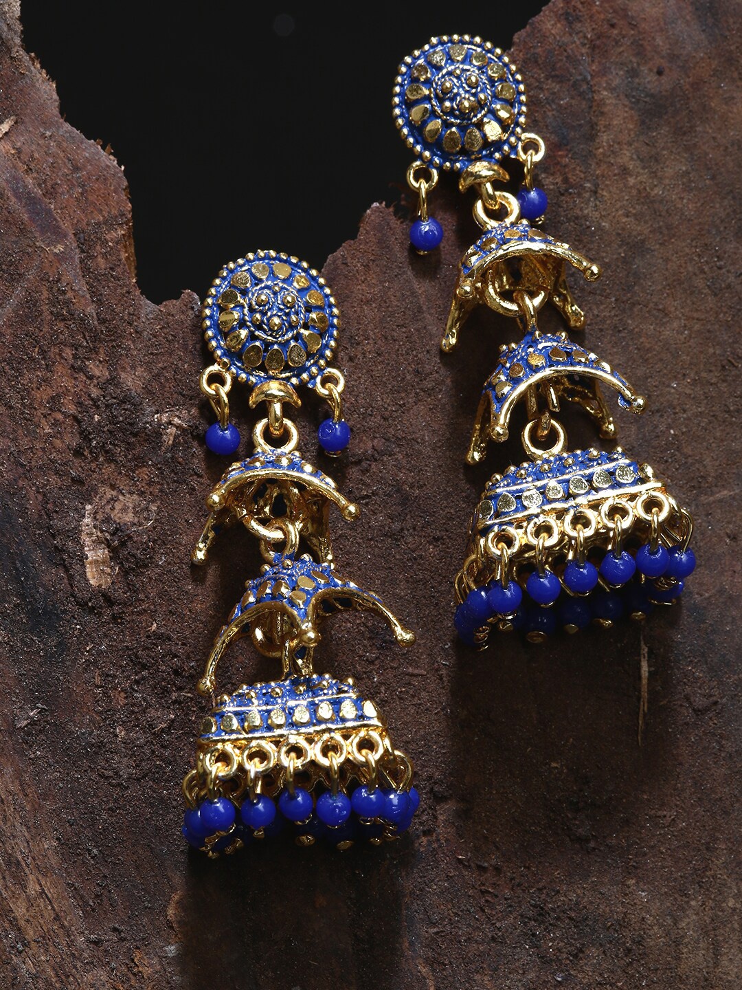 

ANIKAS CREATION Gold Plated Dome Shaped Jhumkas Earrings
