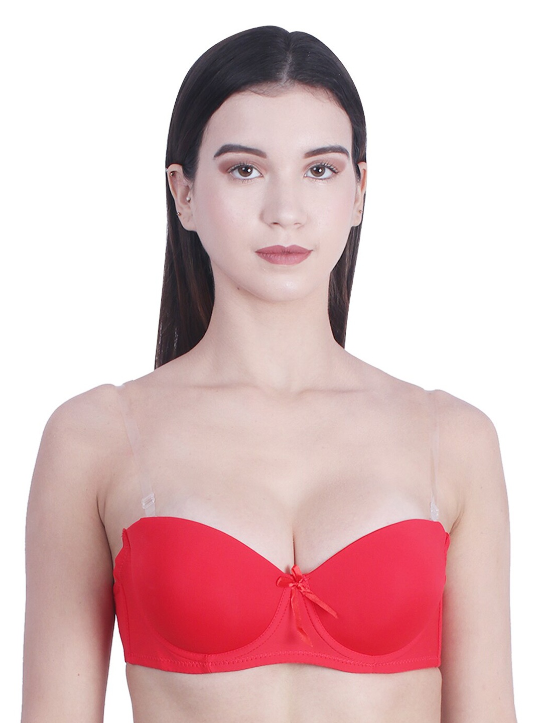 

BRACHY Medium Coverage Underwired Heavily Padded All Day Comfort Seamless Balconette Bra, Red