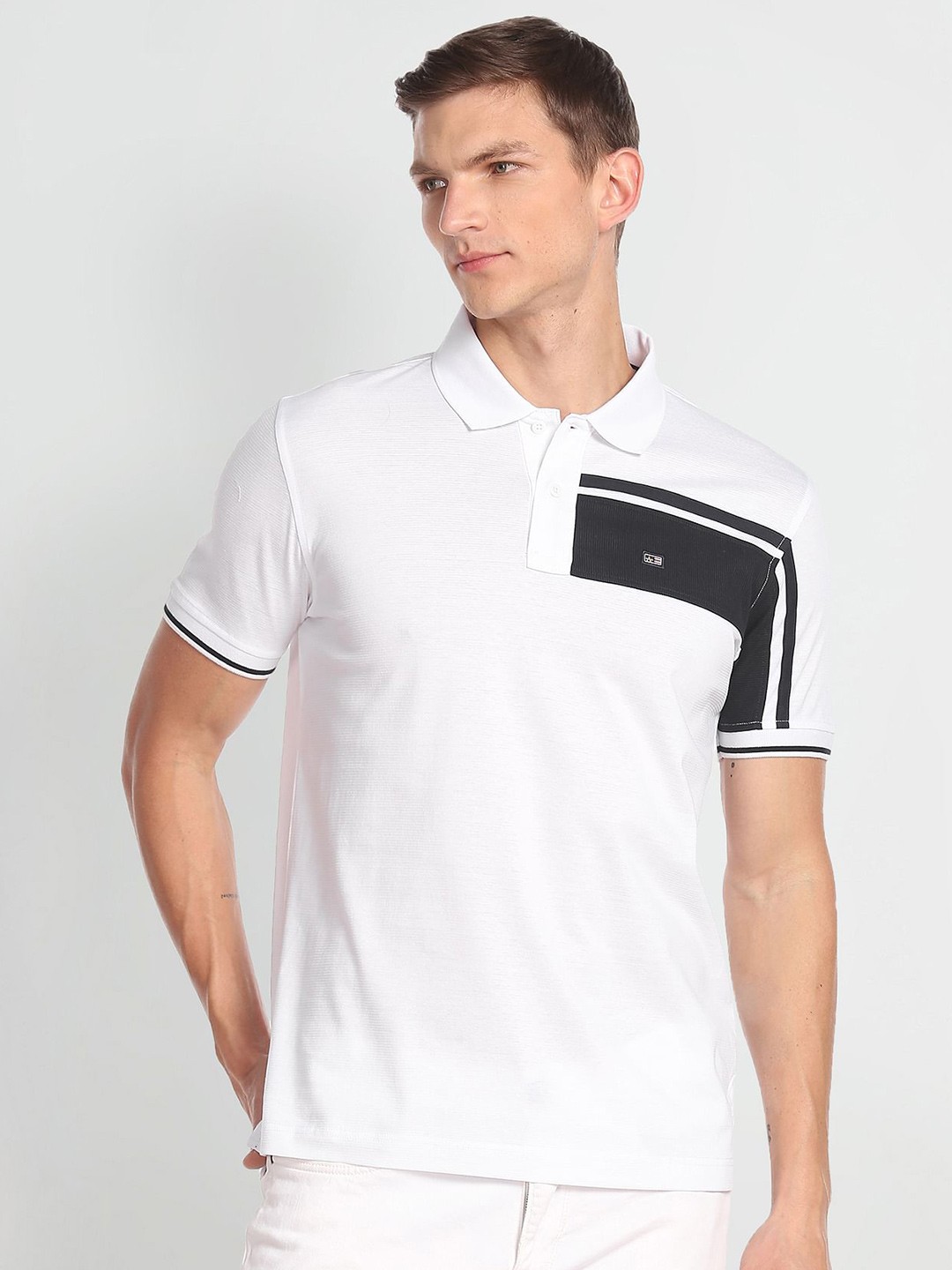 

Arrow Sport Monochrome Polo Collar Pure Cotton T-Shirt, White