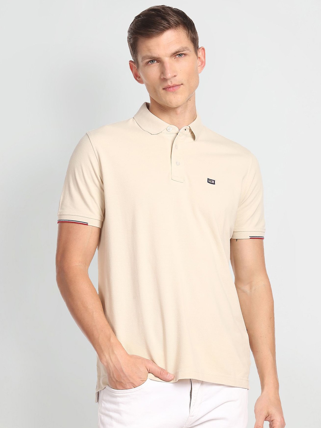 

Arrow Sport Polo Collar Pure Cotton T-Shirt, Beige