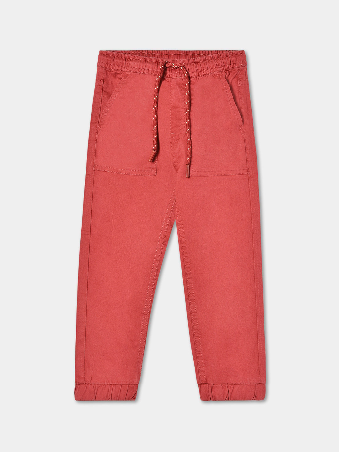 

R&B Boys Mid Rise Cotton Joggers, Red