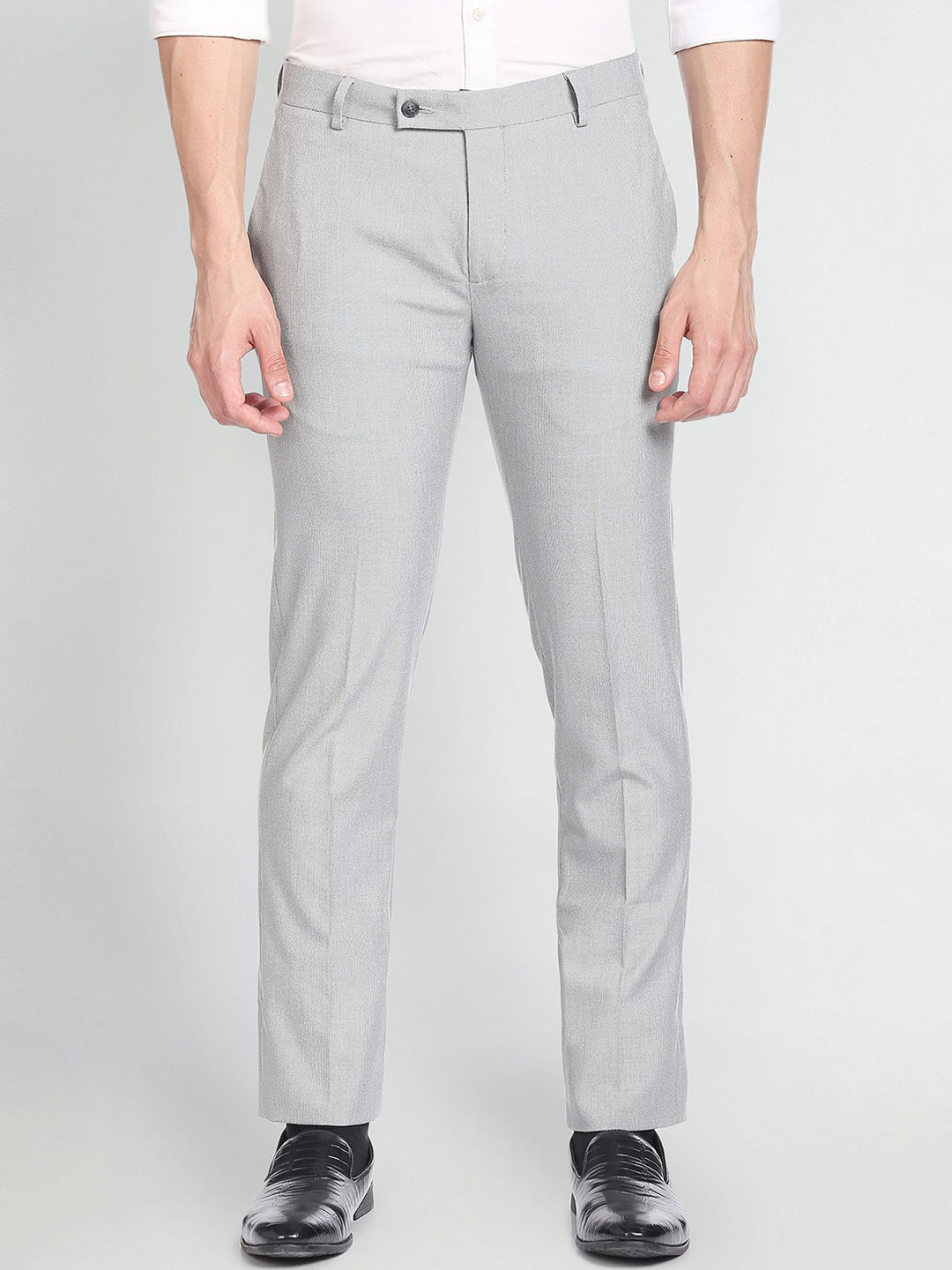 

Arrow Men Self Design Slim Fit Formal Trousers, Grey