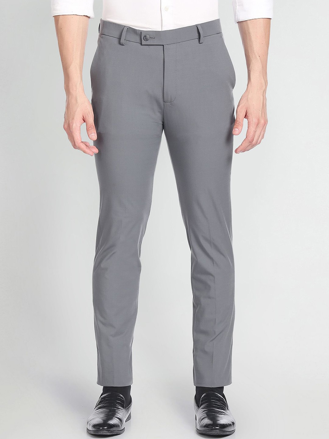

Arrow Men Mid-Rise Slim Fit Formal Trousers, Grey