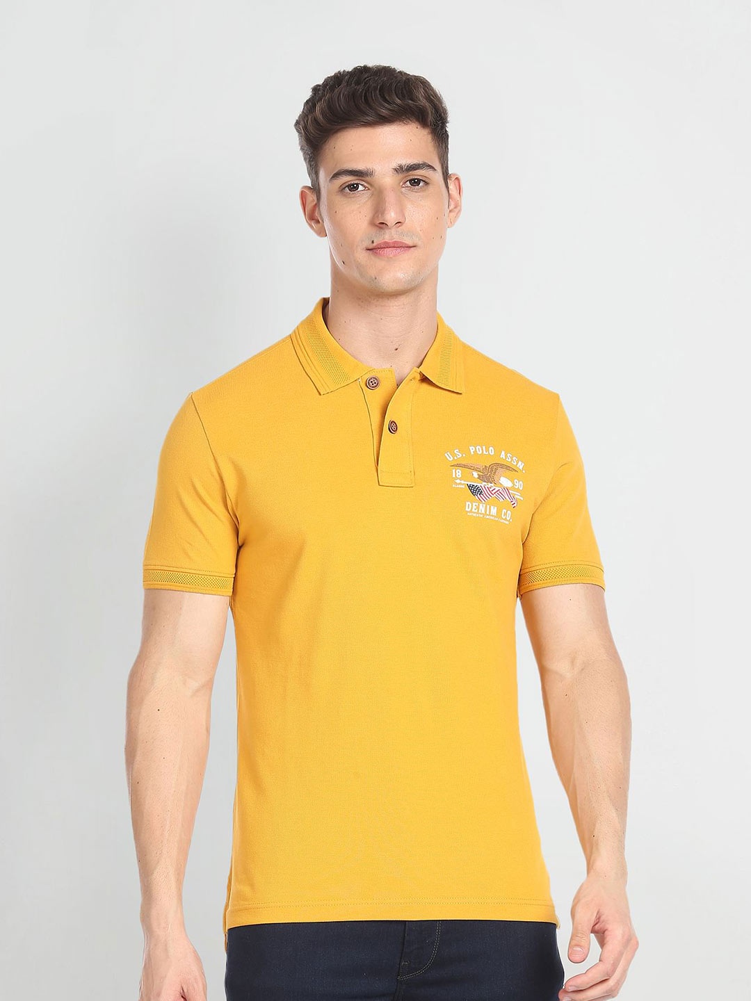 

U.S. Polo Assn. Denim Co. Polo Collar Pure Cotton T-shirt, Yellow