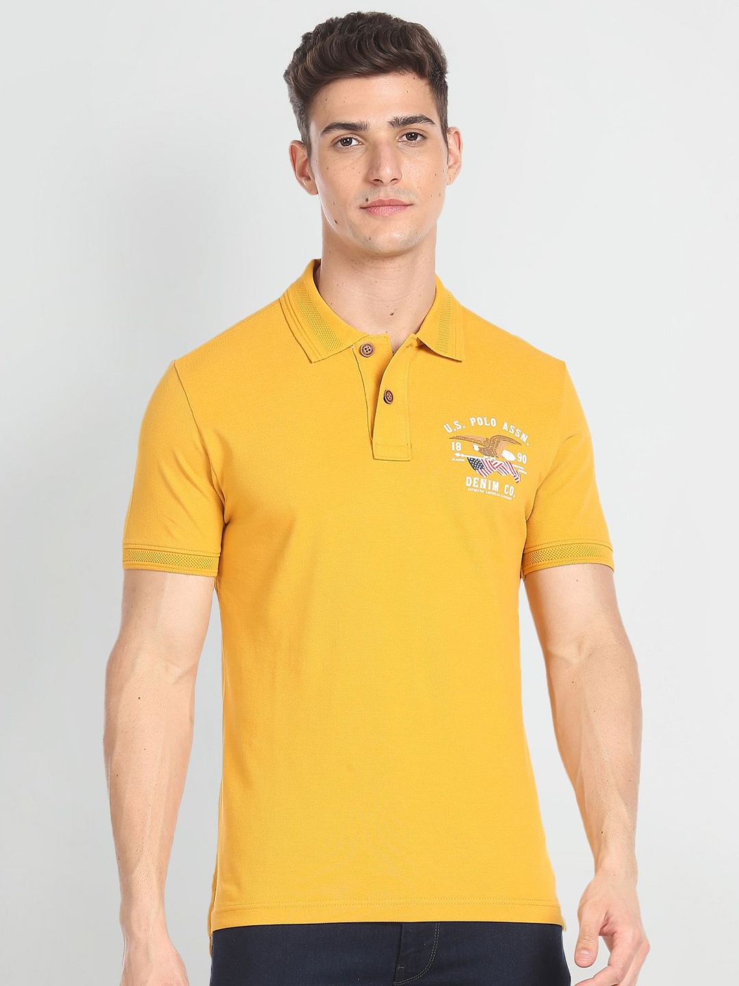 

U.S. Polo Assn. Denim Co. Polo Collar Pure Cotton T-shirt, Yellow
