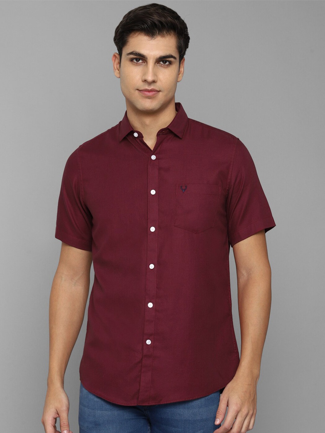 

Allen Solly Slim Fit Opaque Pure Cotton Casual Shirt, Maroon