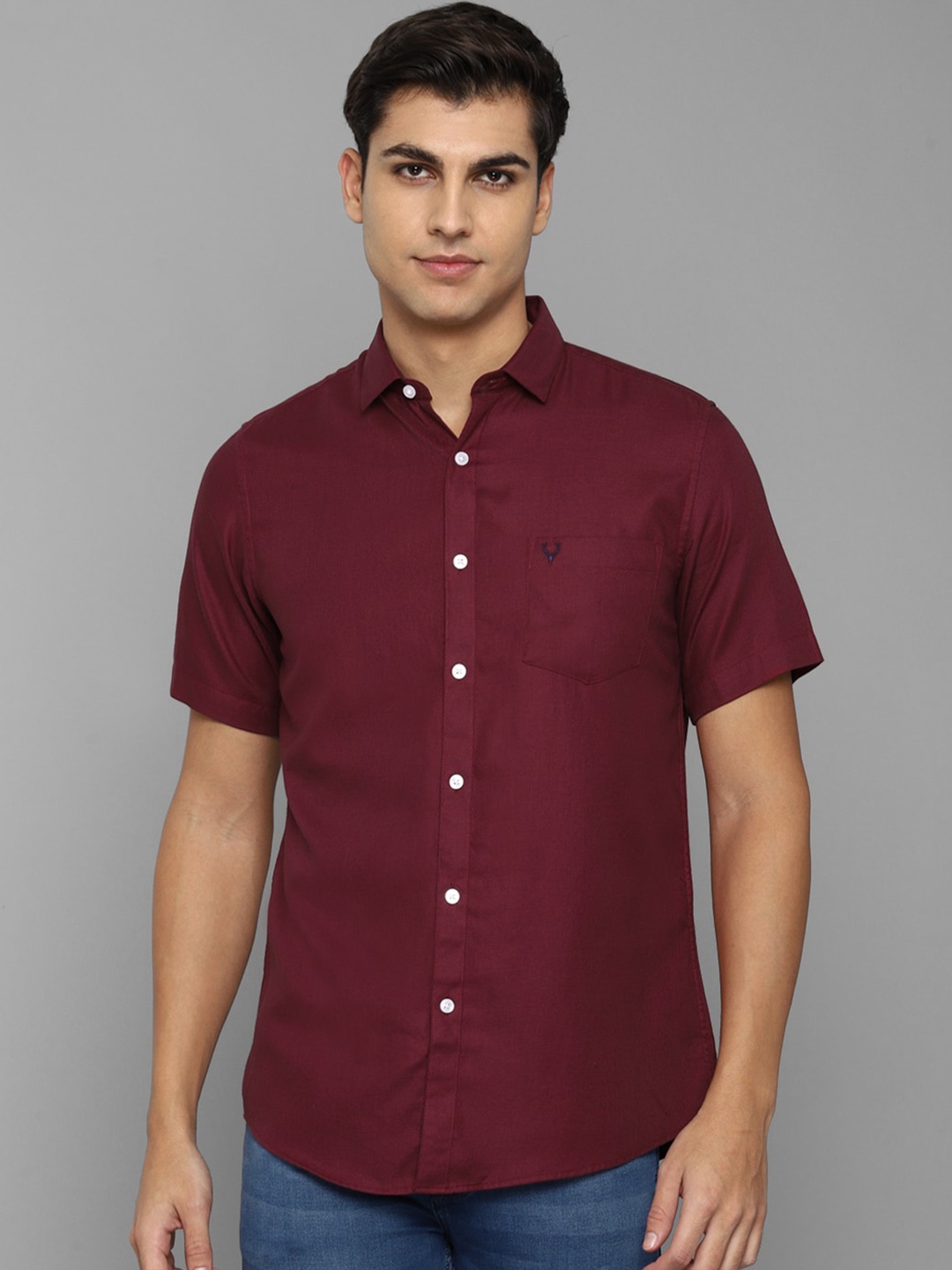 

Allen Solly Slim Fit Short Sleeve Pure Cotton Casual Shirt, Maroon