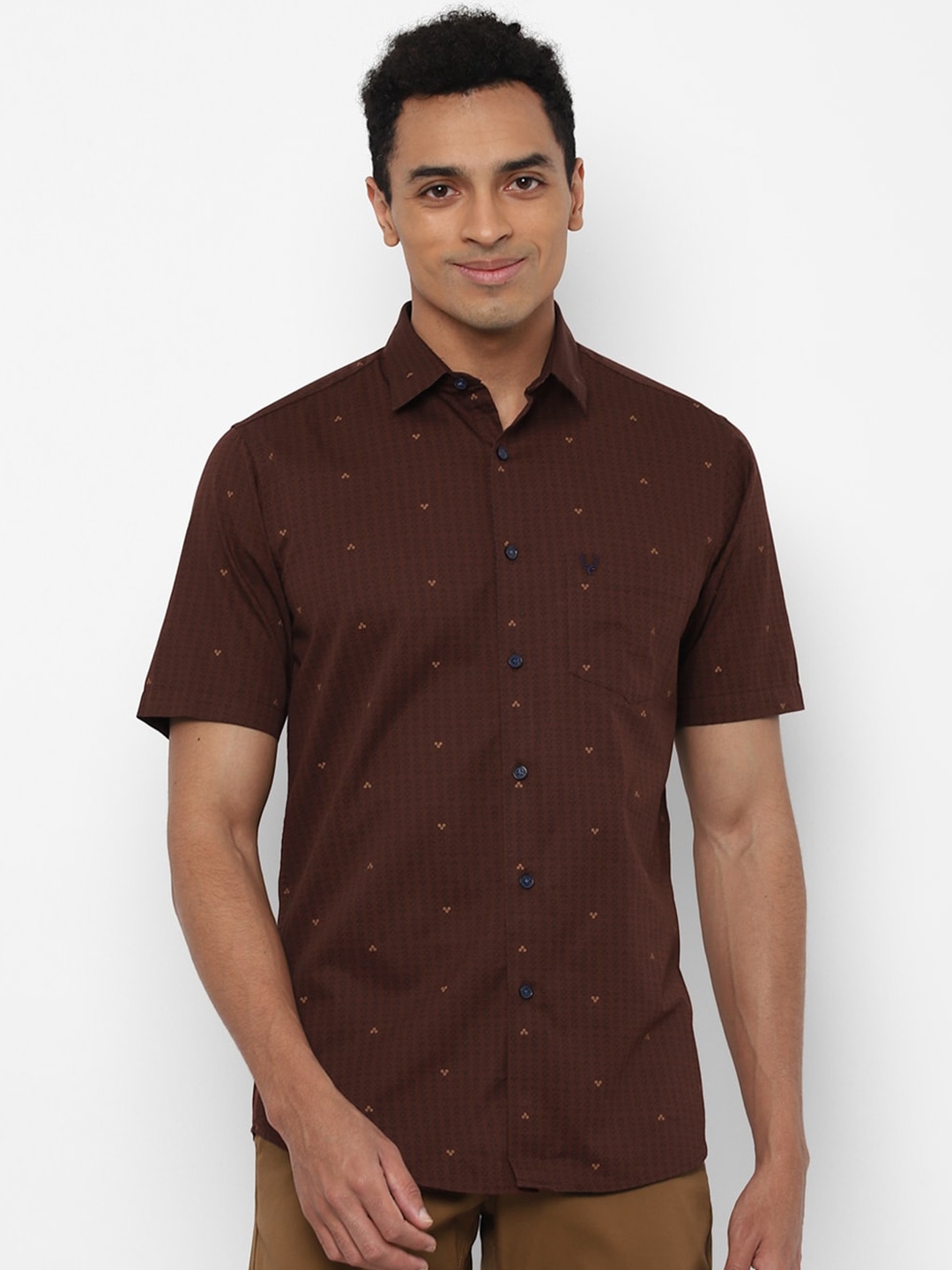 

Allen Solly Micro Ditsy Printed Slim Fit Pure Cotton Casual Shirt, Brown