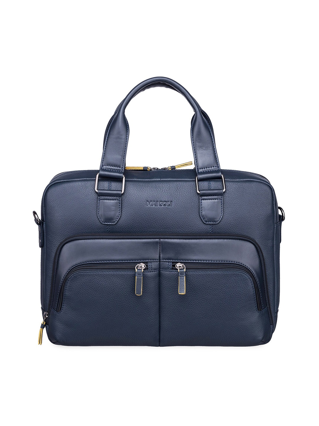 

MAI SOLI Men Textured Genuine Leather All-Purpose Cruiser Laptop Messenger Bag, Navy blue