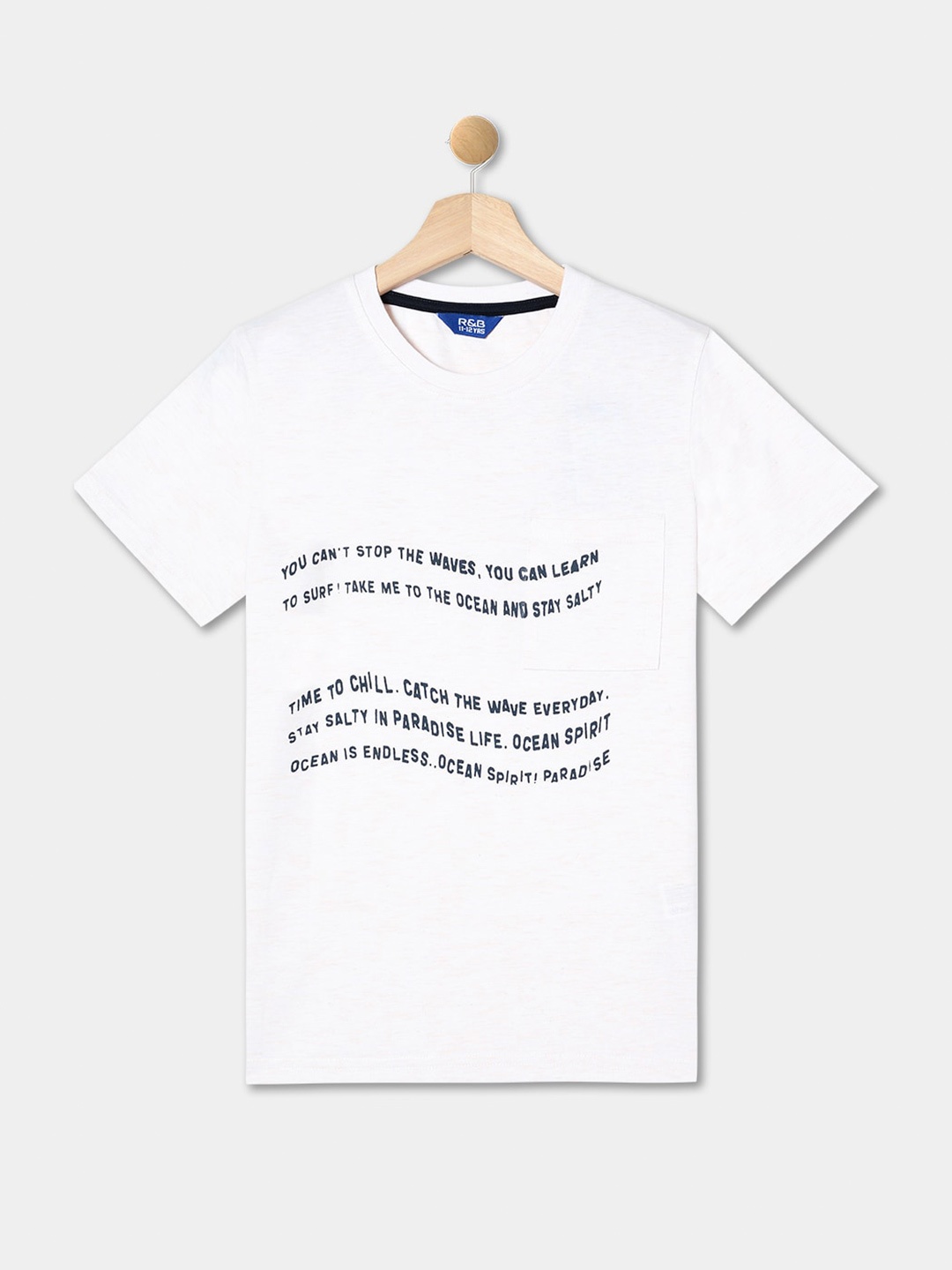 

R&B Boys Typography Printed Cotton Relaxed Fit T-shirt, White