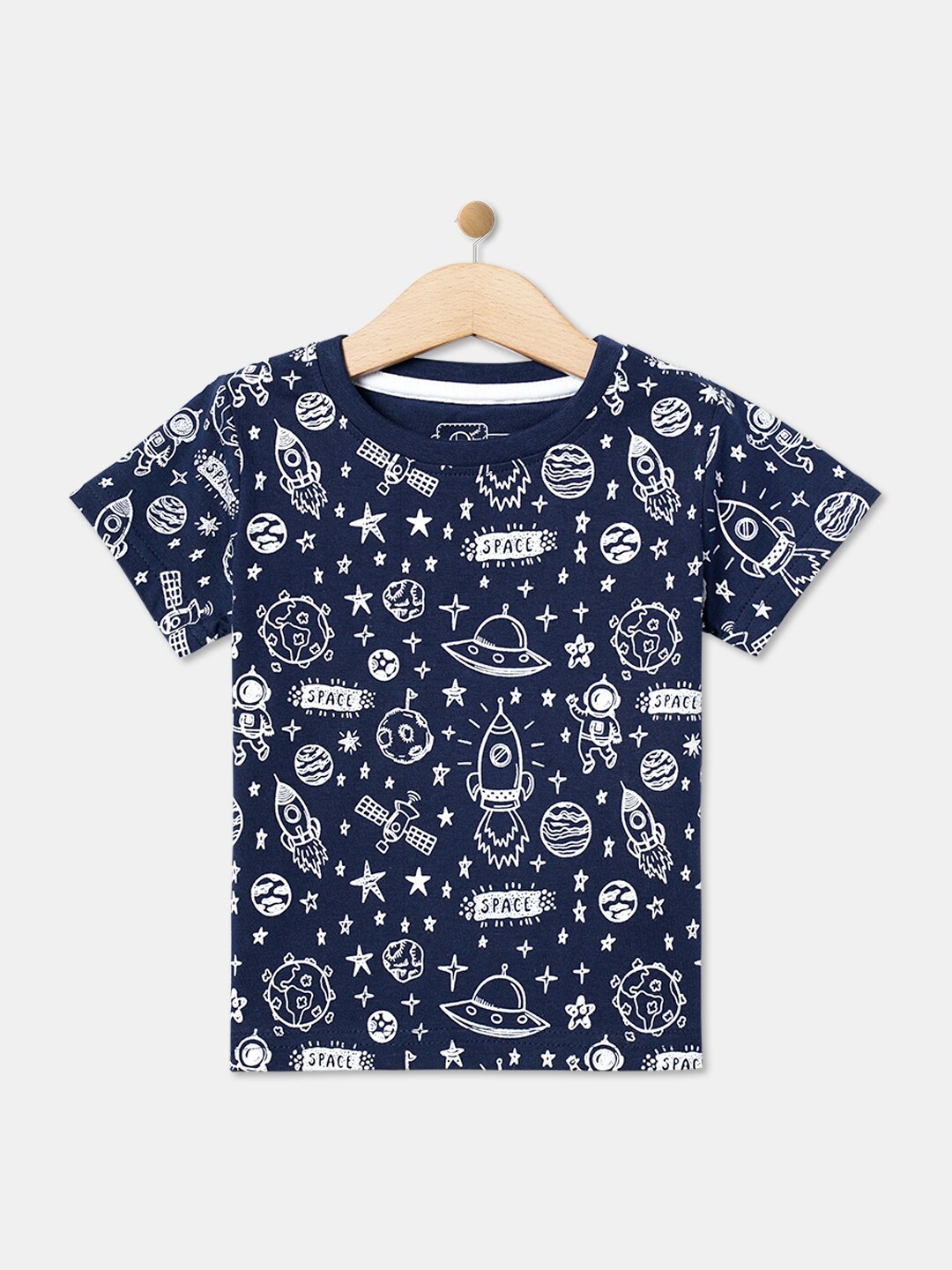 

R&B Infant Boys Conversational Printed Cotton T-shirt, Navy blue