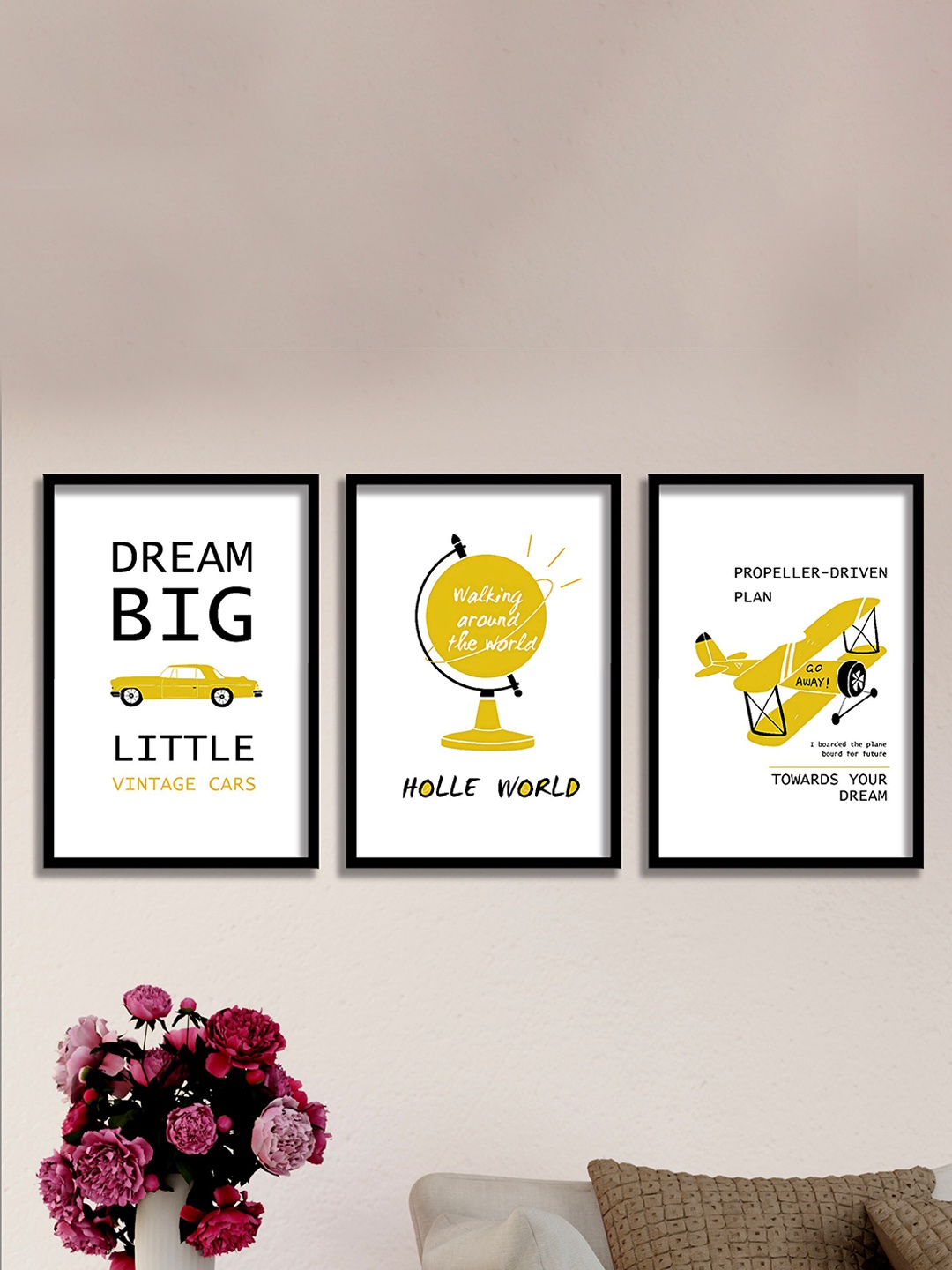 

SAF 3-Pcs Motivational Quotes Painting Wall Art, White