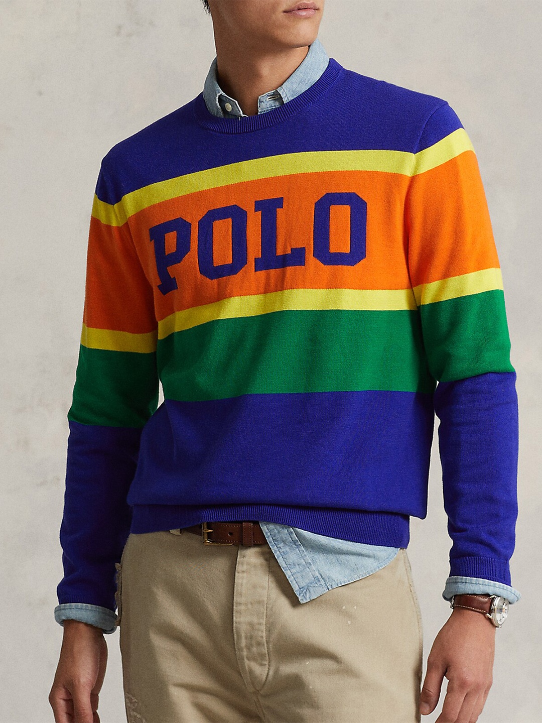 

Polo Ralph Lauren Brand Logo Embroidered Cotton Sweaters, Blue
