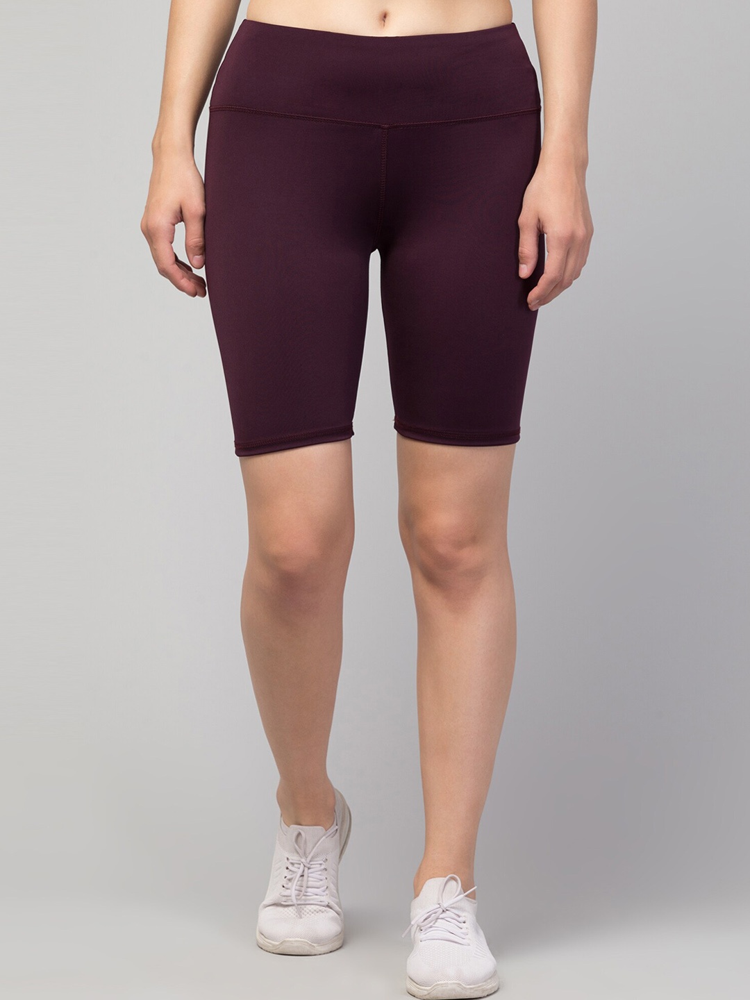 

Apraa & Parma Women Skinny Fit High-Rise Biker Shorts, Maroon