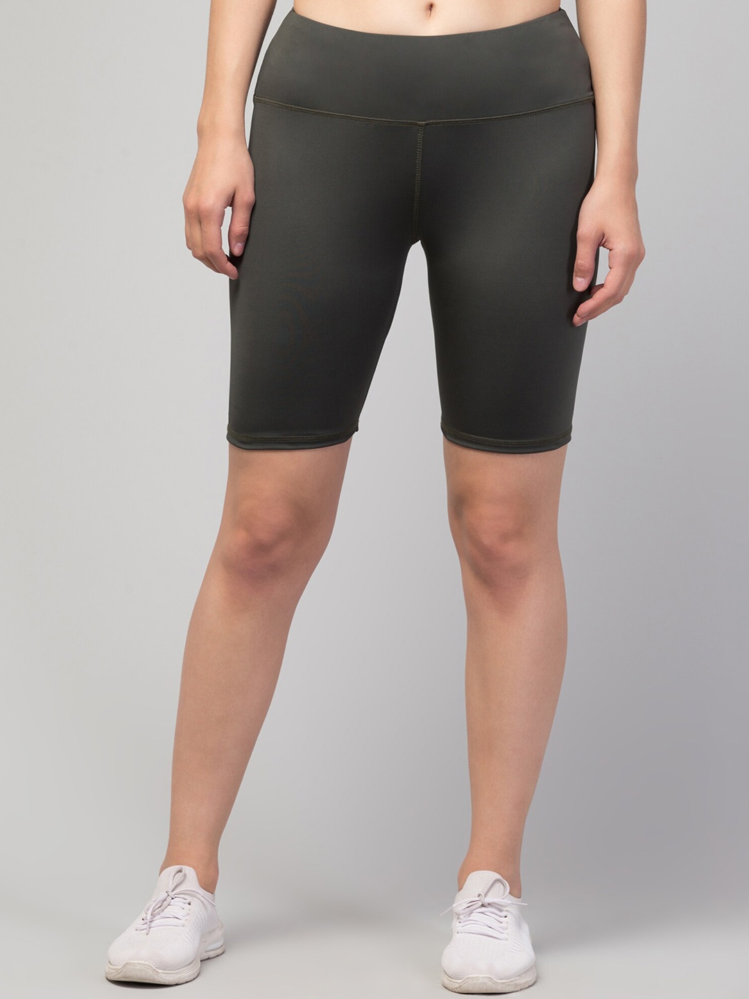 

Apraa & Parma Women Skinny Fit High-Rise Training Or Gym Sports Shorts, Olive