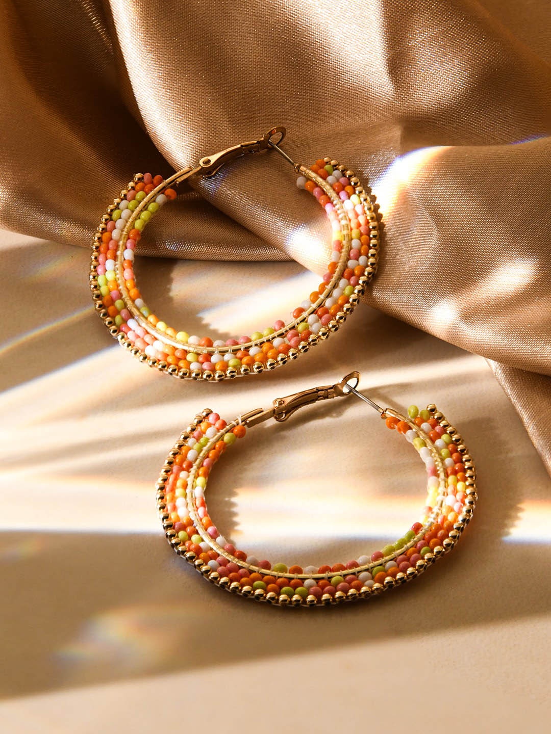 

Accessorize Gold Plated Circular Beaded Hoop Earrings