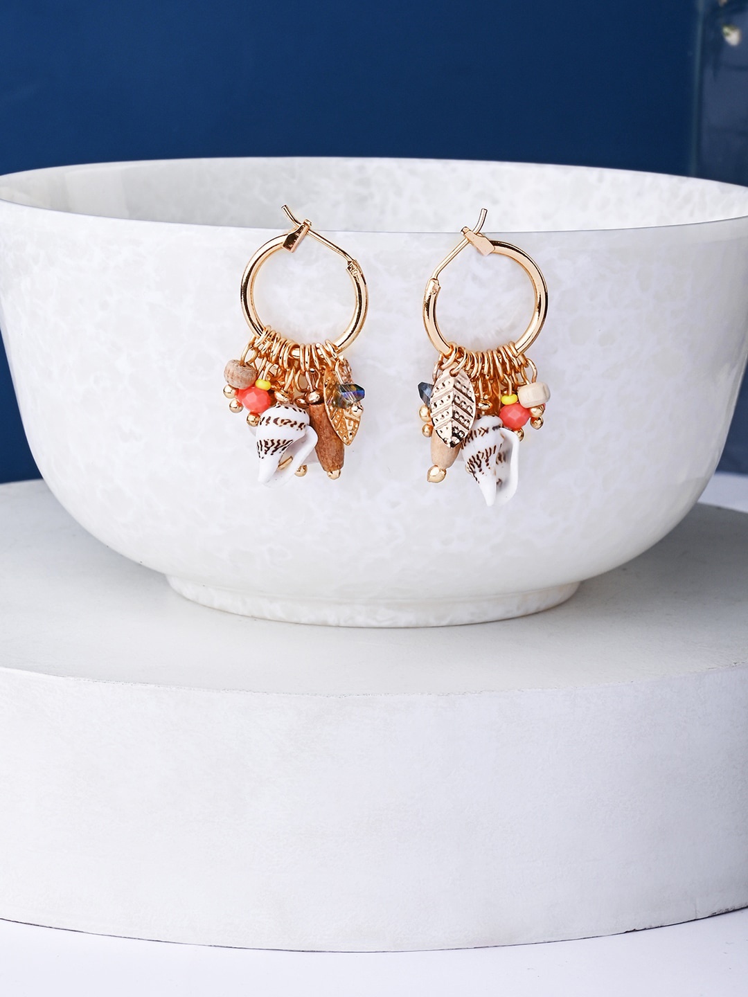 

Accessorize Gold-Plated Shell Beaded Classic Hoop Earrings