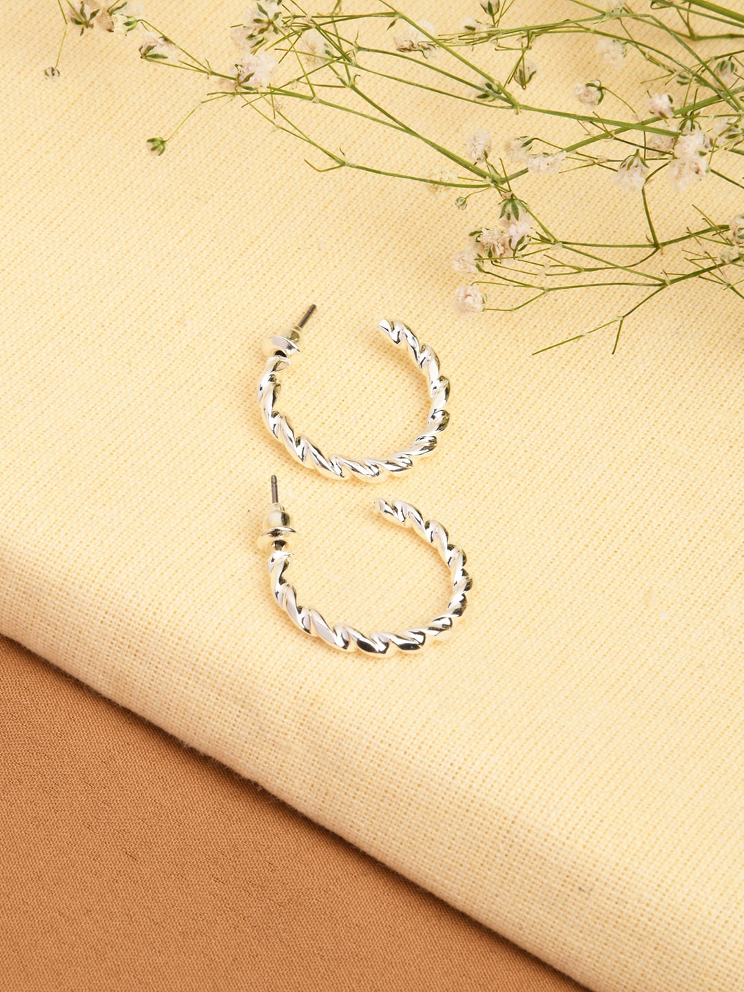 

Accessorize London Women's Silver Croissant Twisted Hoop Earring