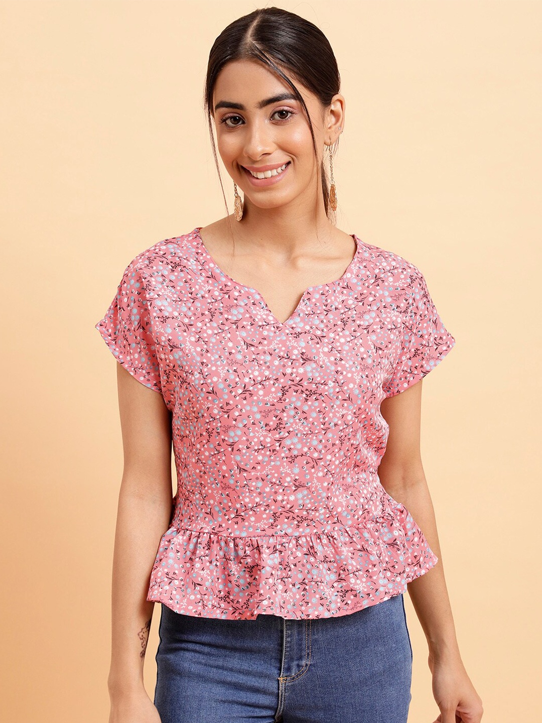 

MINT STREET Floral Printed Crepe Top, Pink