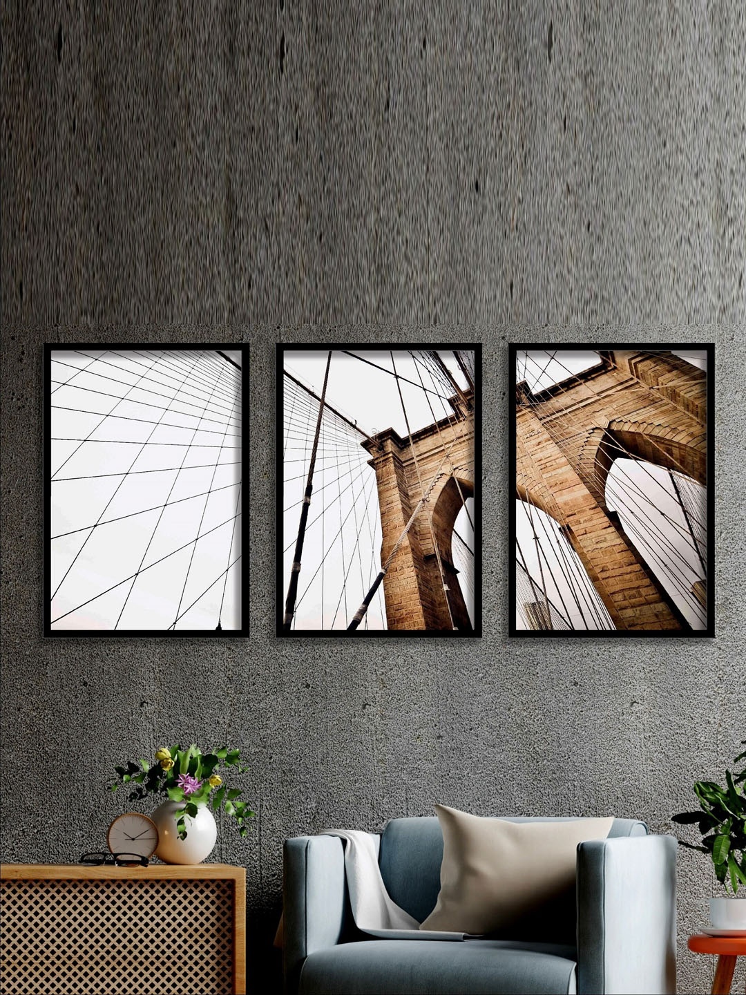 

SAF White & Brown 3-Pieces Abstract Printed Framed Wall Art