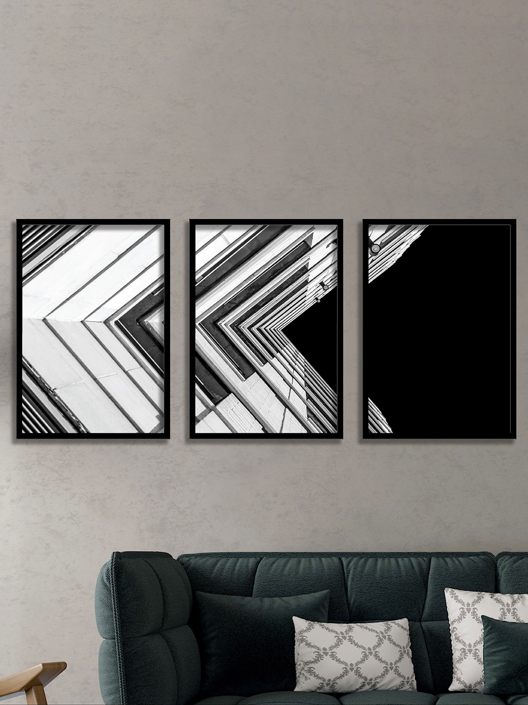 

SAF White & Black 3 Pieces Abstract Painting Waterproof Wall Arts